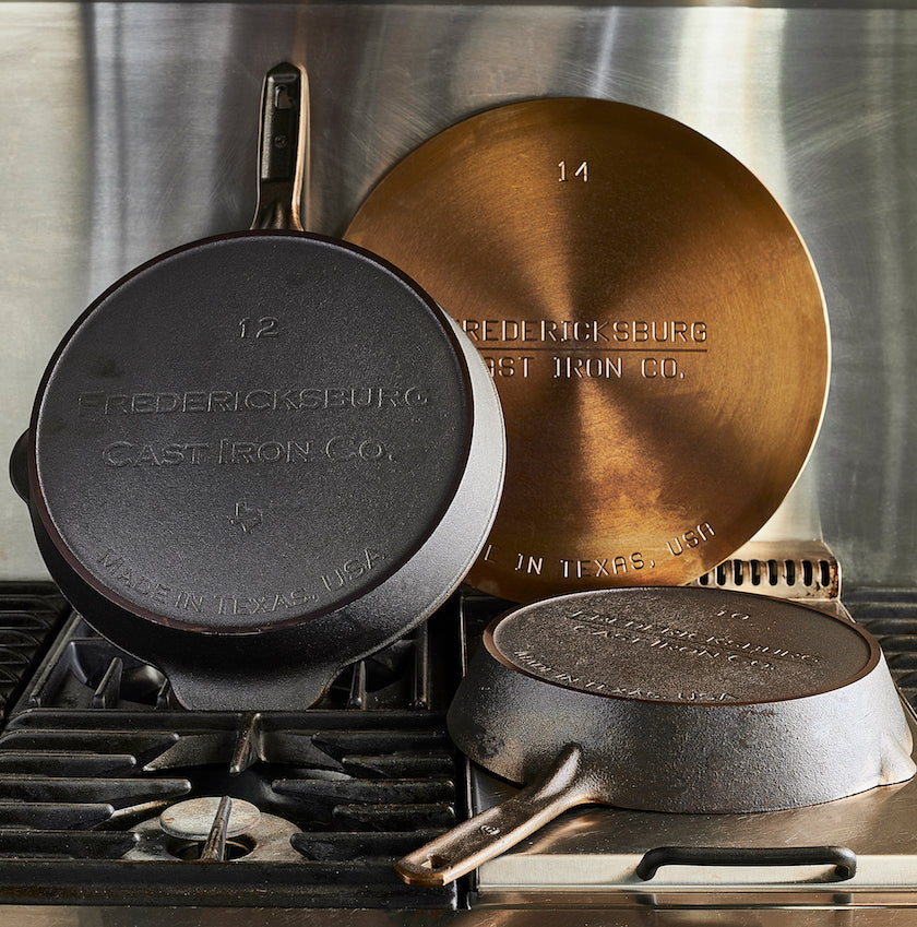 Cast Iron Combo - No. 10 Skillet + No. 12 Skillet + No. 14 Comal Gri –  Fredericksburg Cast Iron Co.